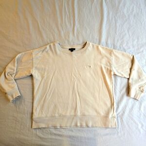 J. Crew University Ivory Cotton Terry Crewneck Sweatshirt Embroidered Logo